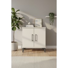 Luna Komodin - 2 Raflı, 2 Kapaklı Aytaşı | Şık ve Fonksiyonel | 44X44X64 cm