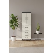 Silva Antrasit Aytaşı Dolap: 6 Çekmeceli, 2 Kapaklı, 2 Raflı (60X30X182 Cm)