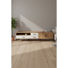 Aura Tv Ünitesi: 220CM Çam-Aytaşı, 2 Raflı, 3 Çekmeceli & 2 Kapaklı