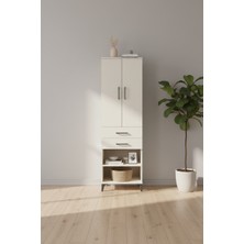 Luna Dolap: 4 Raflı, 2 Çekmeceli, 2 Kapaklı Aytaşı Gardırop | 60X44X195 cm