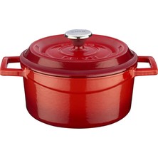 Lava Döküm Yuvarlak Tencere, Trendy, 16CM, Kırmızı