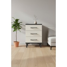 Luna Komodin 3 Çekmeceli Antrasit-Aytaşı | Şık ve Fonksiyonel | 44X44X64 cm