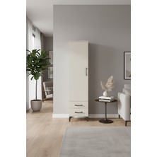 Luna Dolap 4 Raflı 2 Çekmeceli Tek Kapaklı Aytaşı | 44X44X182 cm