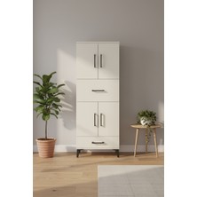 Luna Dolap - 4 Raflı, 2 Çekmeceli, 4 Kapaklı Aytaşı Gardırop | 60X44X163 cm