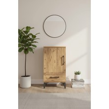 Aura Komodin: Çam Ahşap, Tek Çekmece, Tek Kapaklı, 2 Raflı, 44X59X80 cm