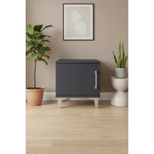 Silva Komodin Tek Raflı Tek Kapaklı Antrasit 44X30X48 cm