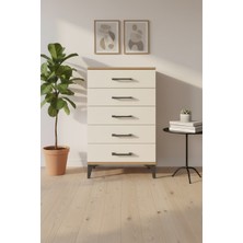Silva Komodin 5 Çekmeceli Çam-Aytaşı | Şık ve Kullanışlı | 60X30X96 cm