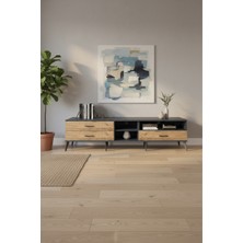 Aura Tv Ünitesi: 220CM Antrasit-Çam, 3 Çekmeceli Tv Sehpası | 2 Raflı