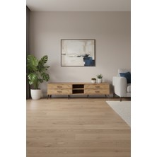 Aura Çam Tv Ünitesi - 4 Çekmeceli Tek Raflı Geniş Tasarım 220CM