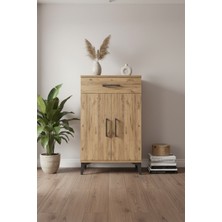 Silva Komodin 2 Raflı Tek Çekmeceli 2 Kapaklı Çam 60X30X96