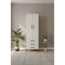 Luna Dolap - 2 Kapaklı, 3 Çekmeceli Aytaşı Gardırop (60X44X182) | 2 Raflı