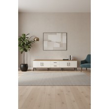 Aura Tv Ünitesi: 220CM Çam-Aytaşı | Raflı, Çekmeceli, Kapaklı Tv Sehpası