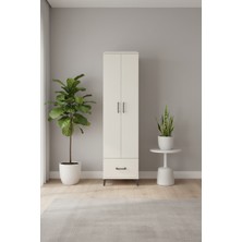 Silva Dolap 5 Raflı Çekmeceli 60X30X221 Aytaşı - Fonksiyonel ve Şık! | 2 Kapaklı