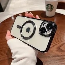 Vento Store Ggm Aksesuar iPhone 15 Için Magsafe ile Uyumlu Arka Kısmı Parlak Şeffaf Yapıya Sahip Kenarları Silik