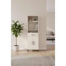 Luna 4 Raflı Tek Çekmeceli Dolap 60X44X195 Aytaşı | 2 Kapaklı