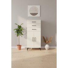 Silva Dolap: 2 Kapaklı, 3 Çekmeceli, Aytaşı Şıklığı - 60X30X134CM | 2 Raflı