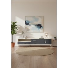 Silva Tv Ünitesi 220 cm Aytaşı Antrasit - 2 Raflı, 3 Çekmeceli Tv Sehpası | 2 Kapaklı