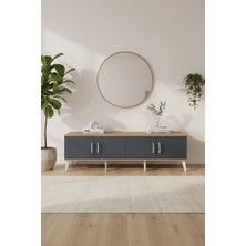 Aura Tv Ünitesi 2 Raflı 4 Kapaklı Çam-Antrasit 176CM