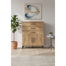 Silva Şifonyer: 3 Çekmeceli, 2 Kapaklı Çam Şifonyer (88X30X106 Cm) | 1 Raflı