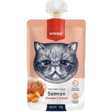 Vento Store Wanpy 90GR Taze Somonlu Tavuklu Kedi Et Ezmesi Tüm Yaş Kediler İçin Lezzetli Ödül