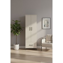 Luna Dolap 5 Raflı 2 Kapaklı Çekmeceli 60X44X195 Aytaşı