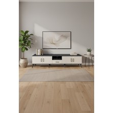 Aura Tv Ünitesi 220CM: Antrasit & Aytaşı, 3 Raflı, Çekmeceli ve Kapaklı