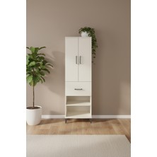 Luna Dolap 4 Raflı Tek Çekmeceli 60X44X195 Aytaşı Dolap | 2 Kapaklı