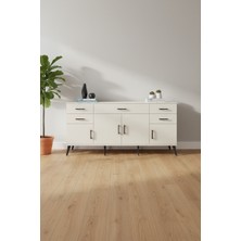 Luna Konsol: 5 Çekmece, 4 Kapaklı, Aytaşı Renk, 176CM | 1 Raflı