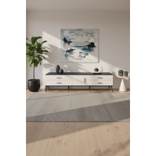 Aura Tv Ünitesi: Antrasit-Aytaşı 220CM Tek Raflı 4 Çekmeceli | 1 Kapaklı