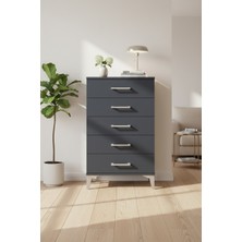 Silva Komodin 5 Çekmeceli Antrasit 60X30X96 | Şık ve Fonksiyonel