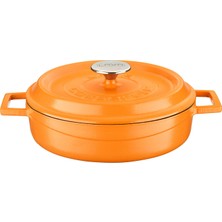 Lava Metal Spring Serisi - Döküm Çok Amaçlı Tencere, Yuvarlak, 24 Cm, Mat Emaye, Parlak Siyah Taban,