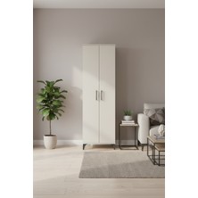 Luna Dolap 3 Raflı 2 Kapaklı Tek Askılı 60X44X195 Aytaşı