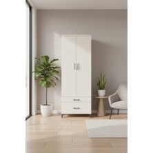 Silva Dolap 4 Raflı 2 Çekmeceli 2 Kapaklı Aytaşı Dolap | 88X30X243 cm