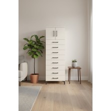 Silva Dolap: 8 Çekmeceli, 2 Kapaklı, Aytaşı Şıklığı - 60X30X182 cm | 2 Raflı