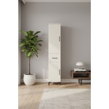 Silva 4 Raflı Dolap: Tek Çekmeceli, 2 Kapaklı Aytaşı Şıklığı | 44X30X221 cm