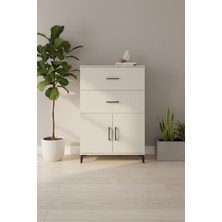 Luna Dolap: 2 Çekmeceli, 2 Kapaklı, Tek Raflı Aytaşı Gardırop (88X44X134 Cm)