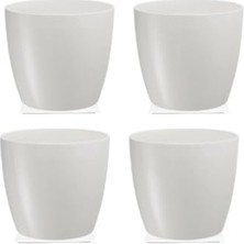 Yakut Saksı – 3'lü Set, Parlak Beyaz | 0.68 Litre, Iç Mekan Bitki Saksısı | 15X13 Cm, Su Hazneli, Pl