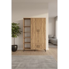 Silva Gardrop 6 Raflı 4 Kapaklı Tek Askılı Çam-Çam 132X30X195 cm