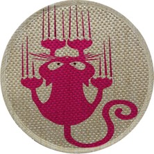 Vento Store Desenli Çift Taraflı Kedi Tırmalama Paspası Yuvarlak Pink 36 * 36 cm