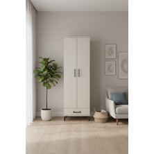 Luna 5 Raflı Tek Çekmeceli Gardırop - Aytaşı 60X44X195 cm