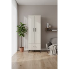 Aura Dolap: 4 Raflı, Çekmeceli, Aytaşı Şıklığı (60X59X182 Cm) | 2 Kapaklı