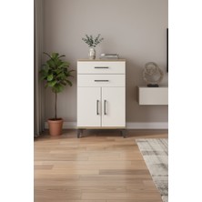 Silva Komodin Çam-Aytaşı: 2 Çekmeceli, 2 Kapaklı Şık Tasarım (60X30X96 Cm) | 1 Raflı