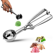 ® Paslanmaz Çelik Dondurma Kaşığı - Otomatik Yaylı Porsiyonlayıcı - Hamur, Kurabiye, Dondurma Vservi