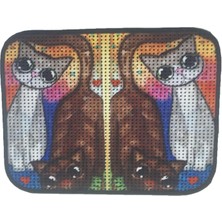 Miapet Elekli Desenli Kedi Tuvalet Önü Paspası 60 x 45 cm Kahve