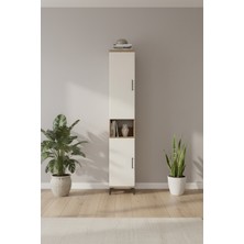 Luna Dolap - 5 Raflı 2 Kapaklı Tek Askılı Çam Aytaşı 44X44X243