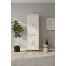 Luna Dolap: 4 Raflı, Çekmeceli, 4 Kapaklı Aytaşı Gardırop (60X44X195 Cm)