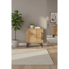 Silva Komodin Tek Raflı Çam - Tek Kapaklı Başucu Sehpası 44X30X48 cm