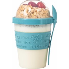 Vento Store Renkli Take Kaşıklı Hazneli Meyveli Yoğurt Kabı Piknik Iş Atıştırmalık Diyet Müsli Granola Süt Barda