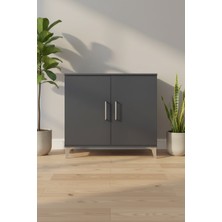 Silva Antrasit Şifonyer - 2 Raflı, 2 Kapaklı, Modern Tasarım 88X30X80 cm