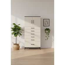 Silva Antrasit-Aytaşı Dolap: 6 Çekmeceli, 2 Kapaklı, Şık Tasarım | 2 Raflı, 88X30X182 cm